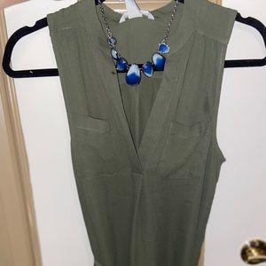 H&M Sleeveless Olive Green Tie Dress